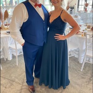 Navy bridesmaid dress size 8-10 hemmed to 5’4-5’6 height